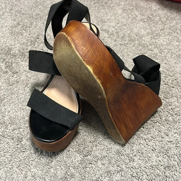 Steve Madden elastic strap wood wedge heels - blondy - Picture 3 of 3